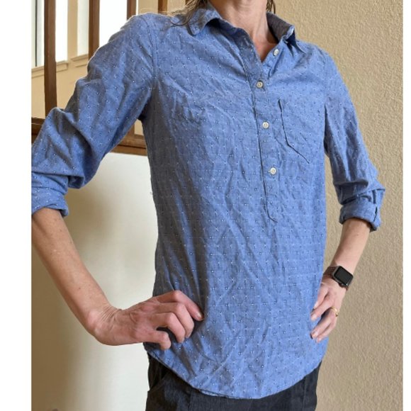 Merona | Women's Swiss dot button front long sleeve shirt - Picture 2 of 11